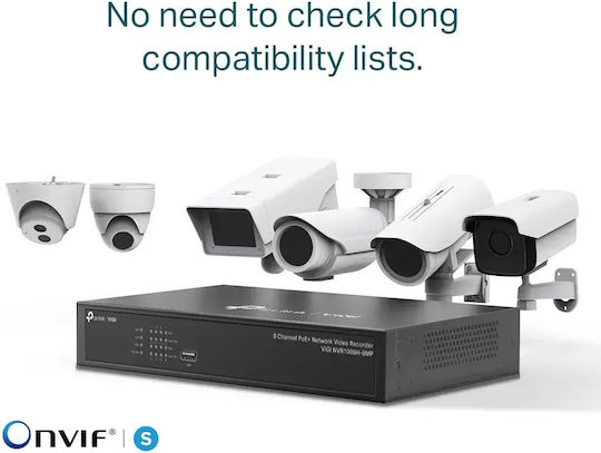 TP-LINK VIGI NVR1008H-8MP V1.20 Мрежово Устройство За Запис NVR 8 Камери 8 Порта POE+ 113W
