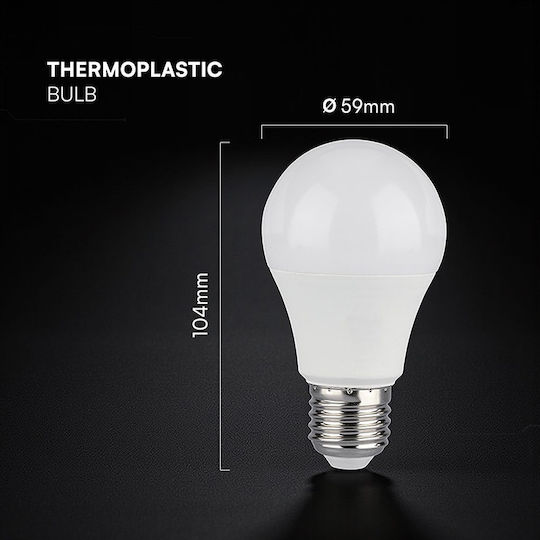 V-TAC LED Bulb 8.5W 104mm for Socket E27 and Shape A60 Cool White 806lm
