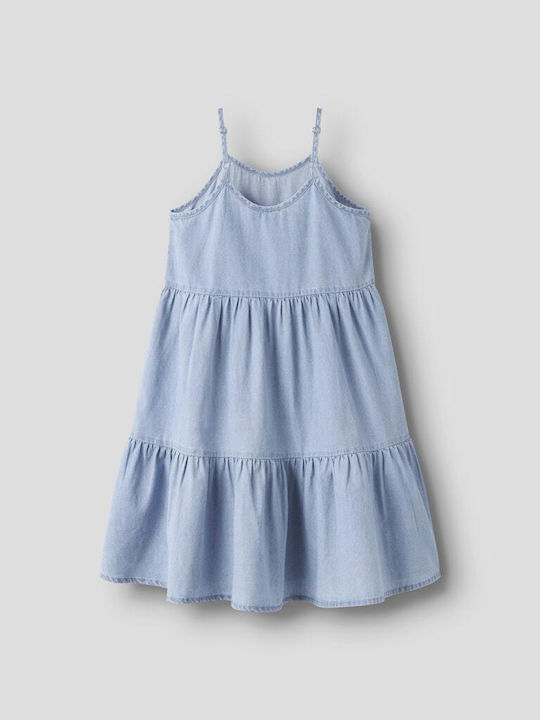 Kinderkleid Ärmellos Denim Hellblau