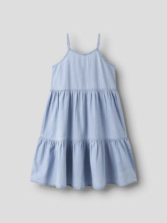 Kinderkleid Ärmellos Denim Hellblau