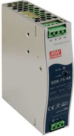 Mean Well Τροφοδοτικό Ράγας SDR75-48 με Έξοδο 48V και Ισχύ 75W 1.6A