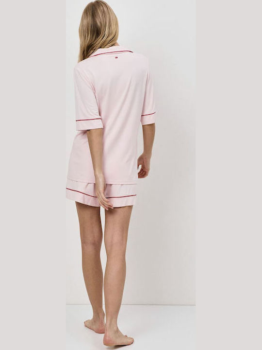 Aruelle Aruelle Damen Sommer Schlafanzug Set Rosa