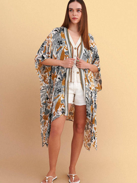 Long Women's Kimono Beige