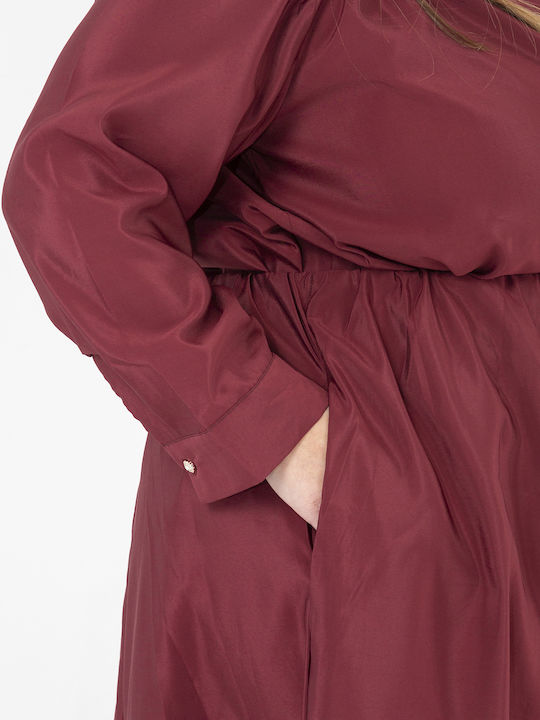 Summer Shirt Dress Burgundy