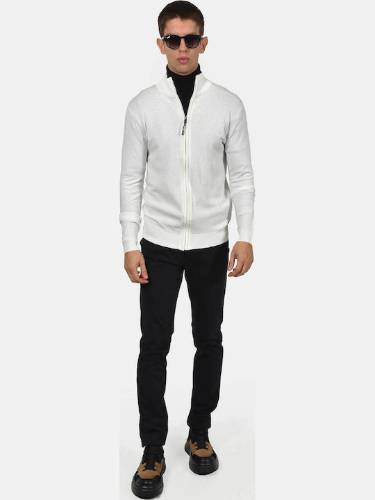 Herren Fleecejacke Gestrickt Weiß