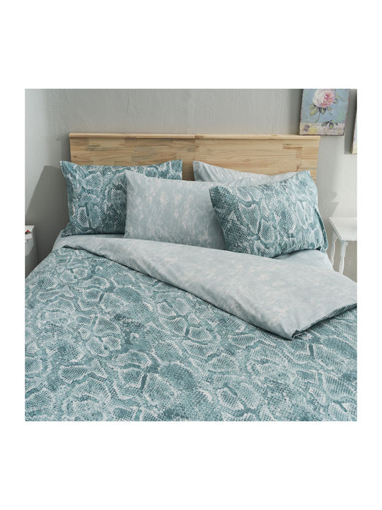 Charalambidis Textiles Sahara Super-Double Bed Sheets Set 220x260cm Light Blue 4 Pieces
