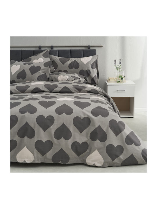 Charalambidis Textiles Love Σετ Σεντόνια Υπέρδιπλα 220x260εκ. Γκρι (4τμχ)