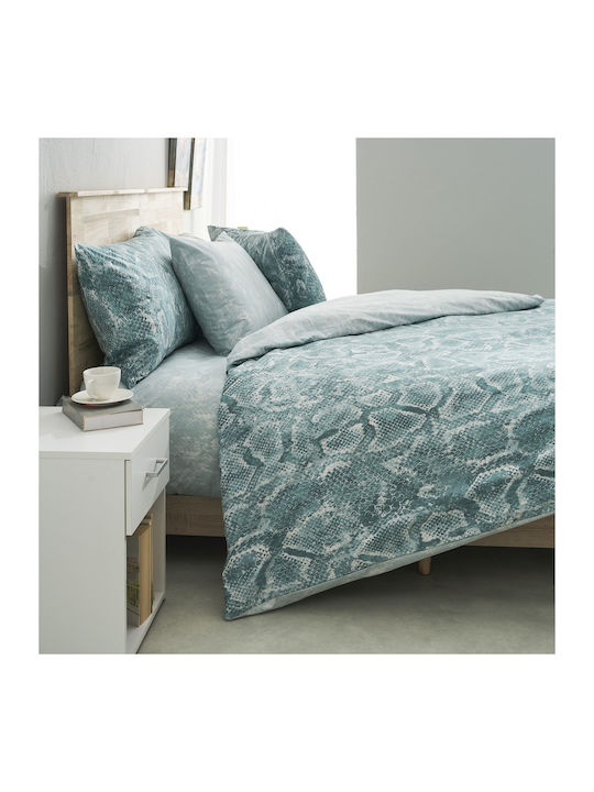 Charalambidis Textiles Sahara Super-Double Bed Sheets Set 220x260cm Light Blue 4 Pieces