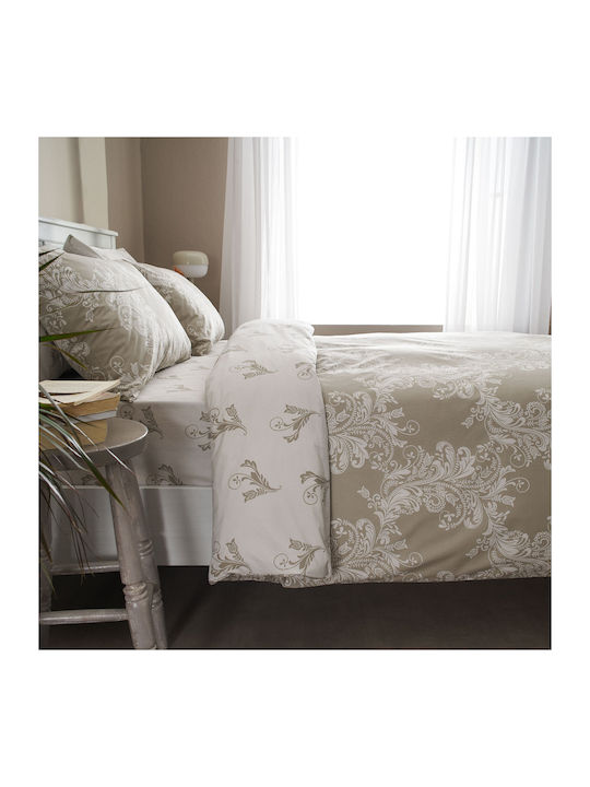 Charalambidis Textiles Lace Set Bed Sheets Super-Double 220x260cm Beige 4 Pieces