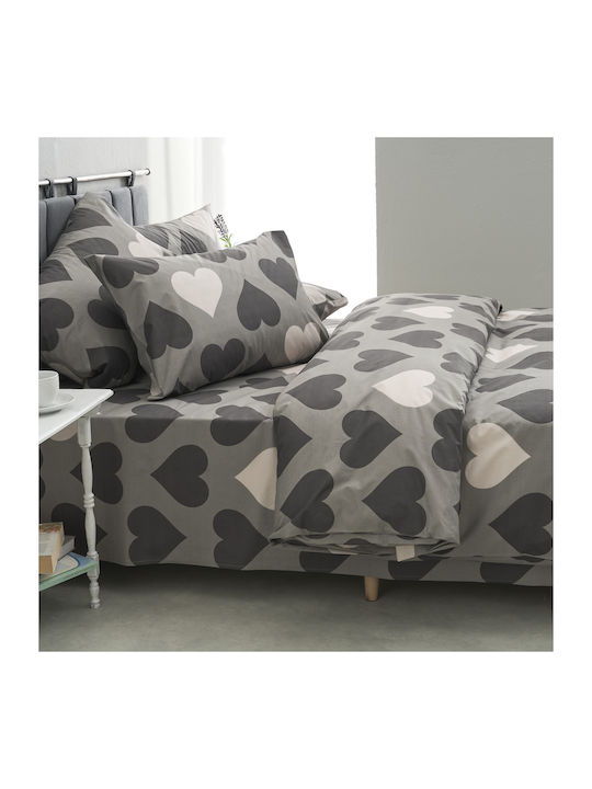 Charalambidis Textiles Love Σετ Σεντόνια Υπέρδιπλα 220x260εκ. Γκρι (4τμχ)
