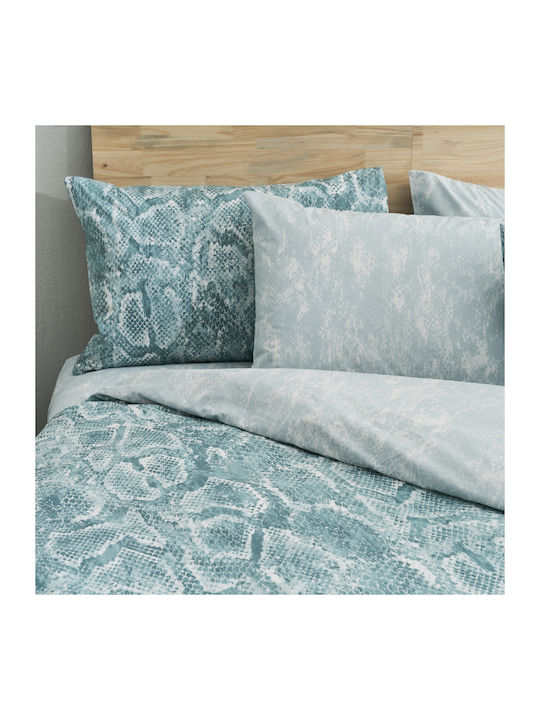 Charalambidis Textiles Sahara Super-Double Bed Sheets Set 220x260cm Light Blue 4 Pieces