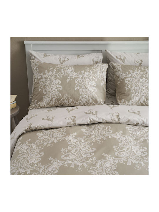 Charalambidis Textiles Lace Set Bed Sheets Super-Double 220x260cm Beige 4 Pieces