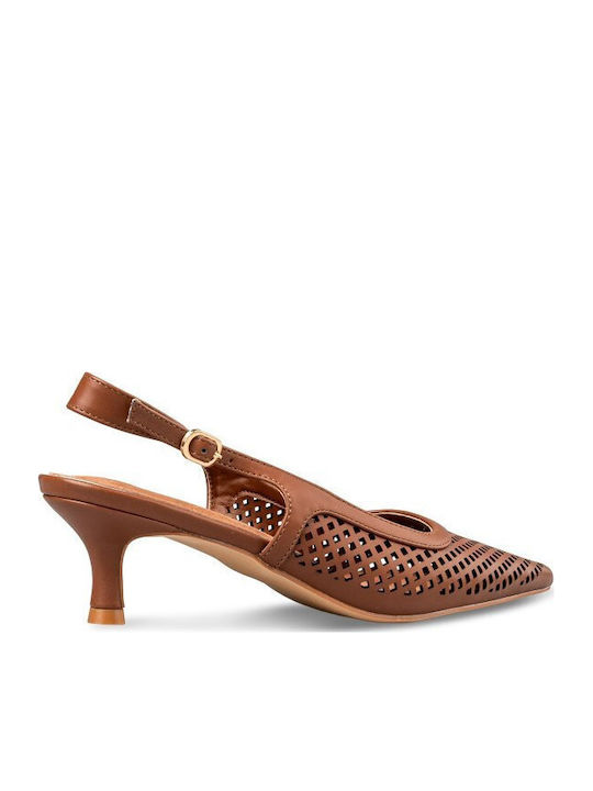 Heels with Thin Low Heel Brown