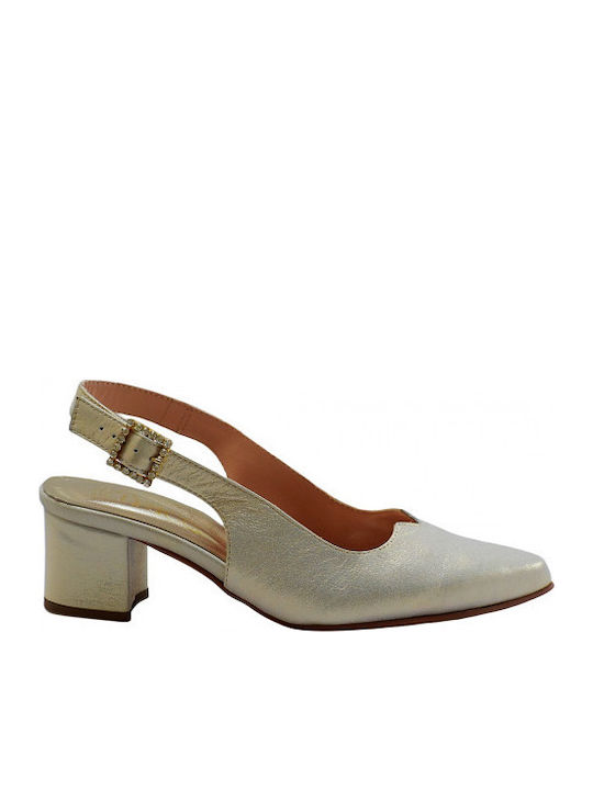 Leder Pumps mit Riemen & Niedrigem Absatz Goldene