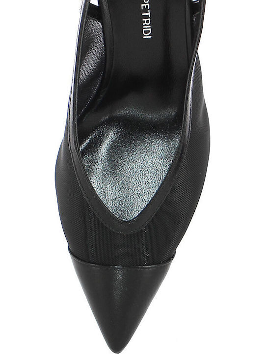 Leder Pumps mit Mittelhohem Absatz Schwarz
