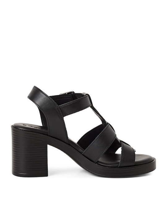 Damen Sandalen Aus Leder Schwarz