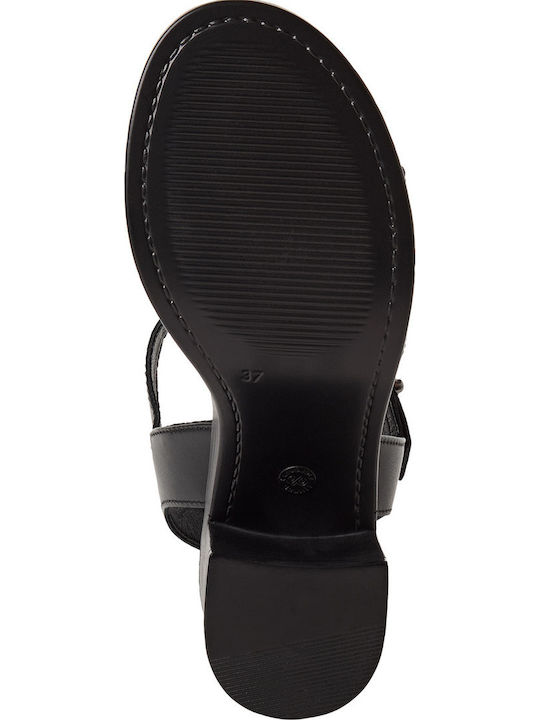Damen Sandalen Aus Leder Schwarz