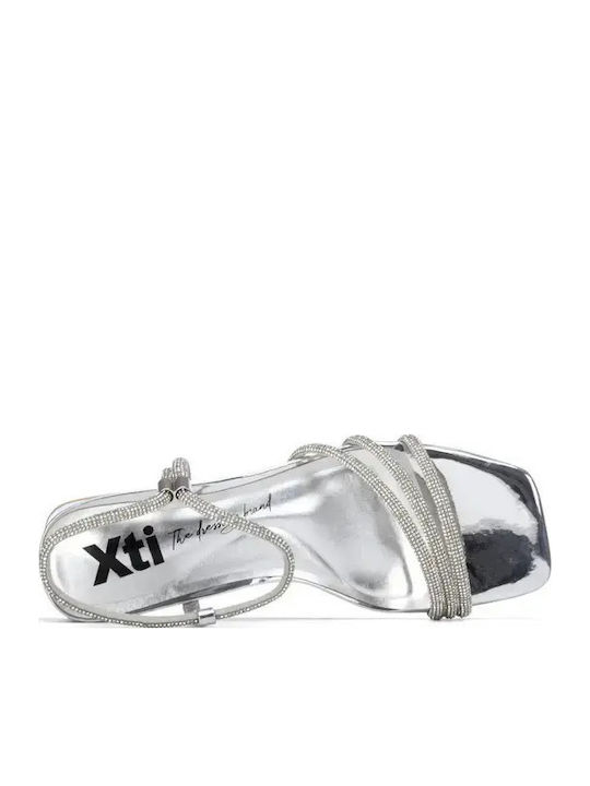 Damen Sandalen Aus Lackleder Mit Strass Silber