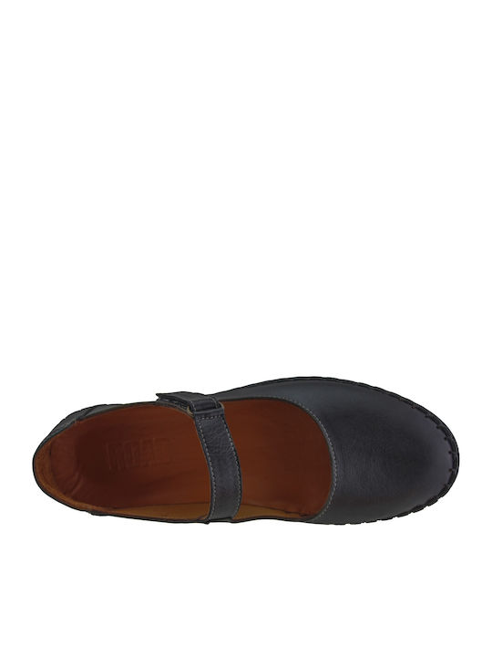 Leather Women's Ballerina Shoes Black