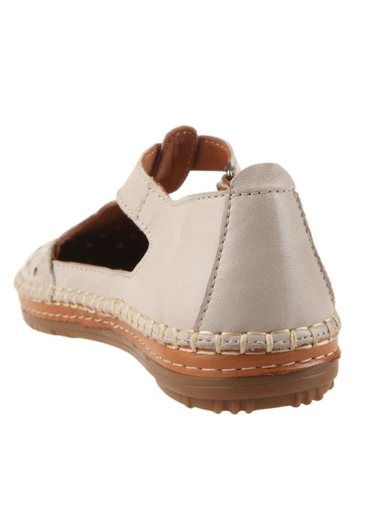 Leather Women's Ballerina Shoes In Gray Colour