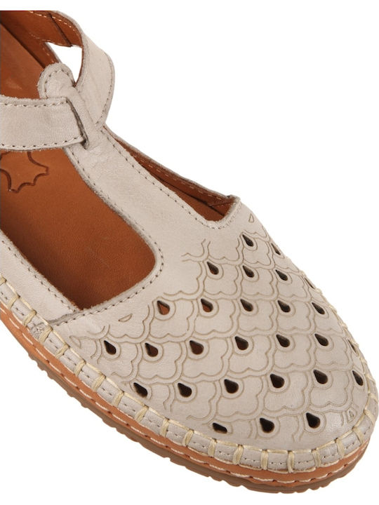 Leather Women's Ballerina Shoes In Gray Colour