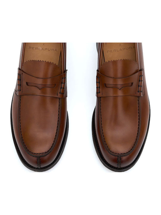 Leather Women's Loafers in Tabac Brown Colour