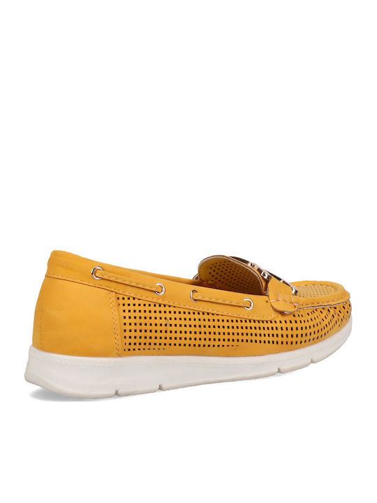 Mocasini Dama Loafers În Culoare Galbenă