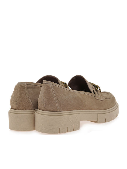 Leather Women's Loafers in Brown Color