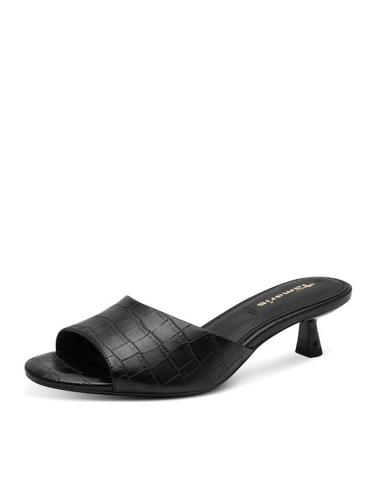 Leather Mules with Low Heel in Black Colour
