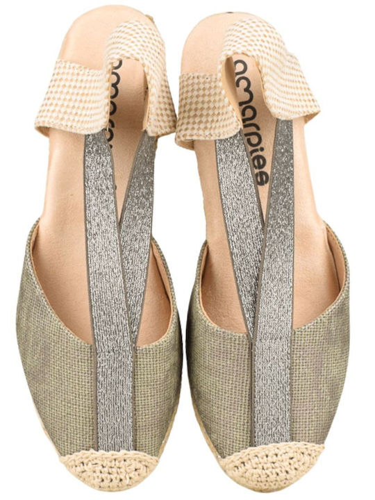 Sommer Damenplattformen im Stil Espadrilles Khaki