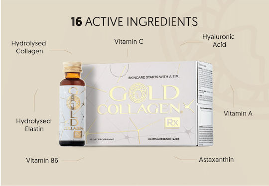 Colagen Lichid Marin Hidrolizat Gold Collagen Rx Înainte După Proceduri Estetice 10 Fiole X 50 Ml