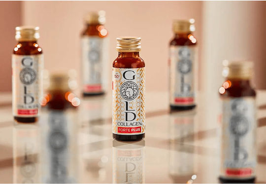 Colagen Lichid Marin Hidrolizat Suport Hormonal Piele Păr Unghii Gold Collagen Forte Plus 50+ 10 Fiole X 50 Ml