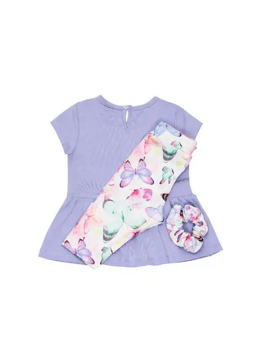 Kids Set with Leggings Summer 2pcs Lilac Grey