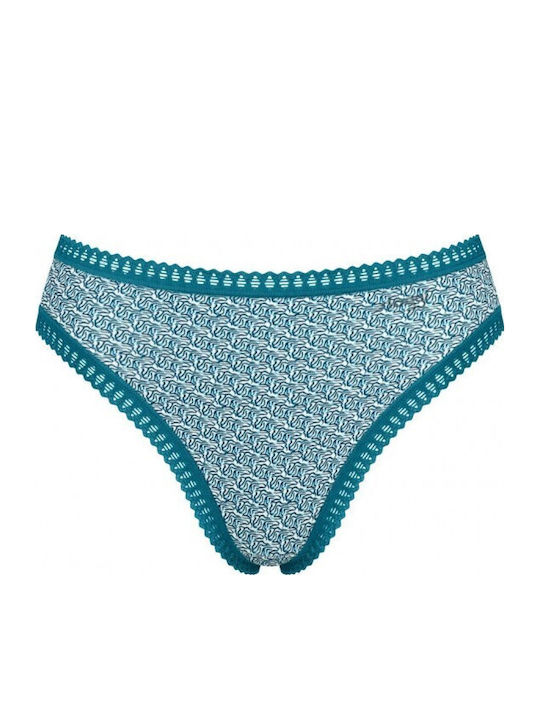Cotton Women's Slip 3Pack With Lace Petrol Gray Printed
