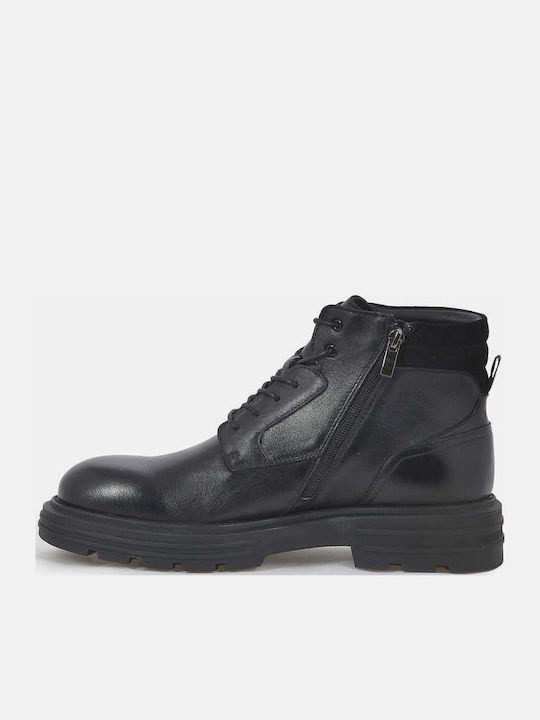 Leather Black Men's Boots with Zipper