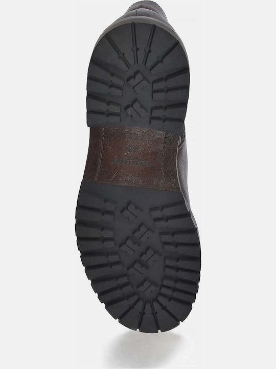Leather Brown Men's Boots with Zipper