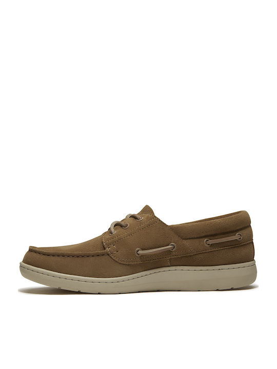 Boat Leather Men's Moccasins in Beige Colour