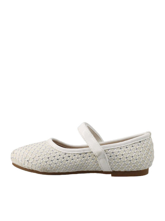 Kids Ballerinas with Hoop & Loop Closure White
