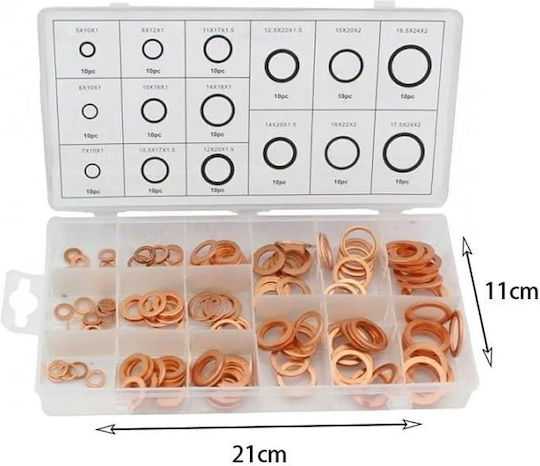 Set Șaibe De Cupru 150 Bucăți Copper Washer Assortment