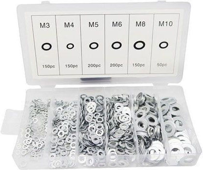 Ροδέλες Αλουμινίου 900τμχ 900pcs Lock Washer Assortment