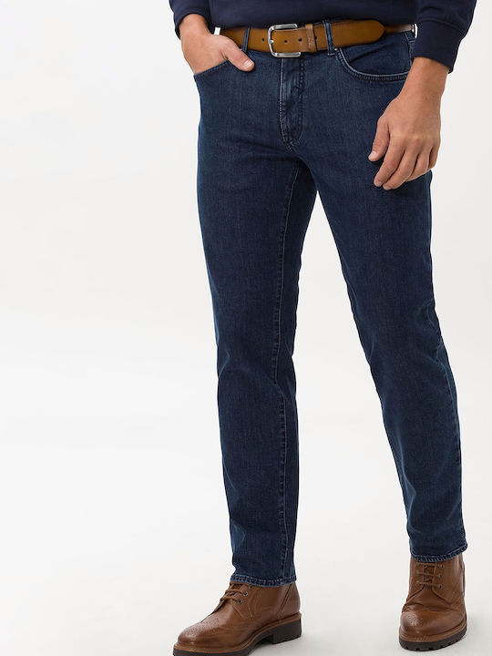 Brax Pantaloni De Blugi Pentru Bărbați Elastic Linie Straight Denim Albastru Închis