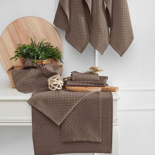 Lenjerii Deosebite Lola Tea Towel Made of 100% Cotton in Brown Colour 40x60cm 10 Pieces