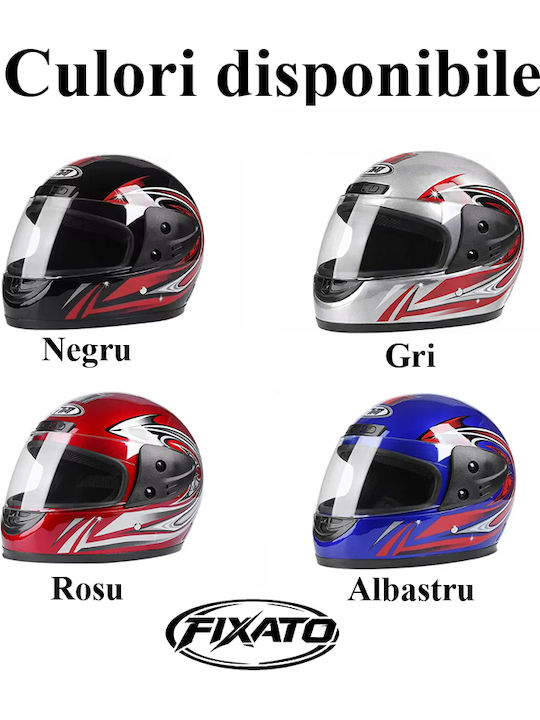 FIXATO Cască Moto Față Întreagă Gri