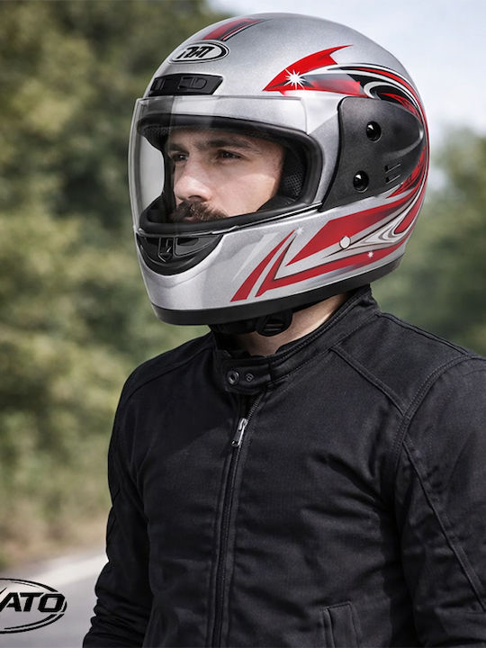 FIXATO Cască Moto Față Întreagă Gri