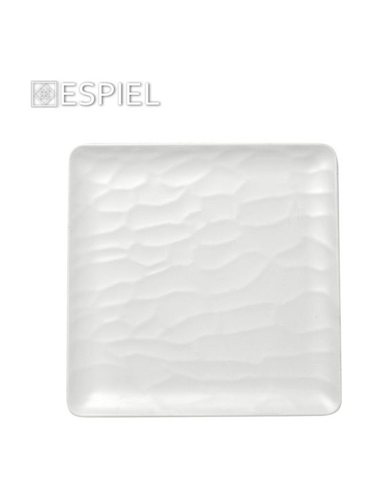 Espiel Piată Joasă Pătrată din Melamină Albă 18x18cm 6 Bucăți