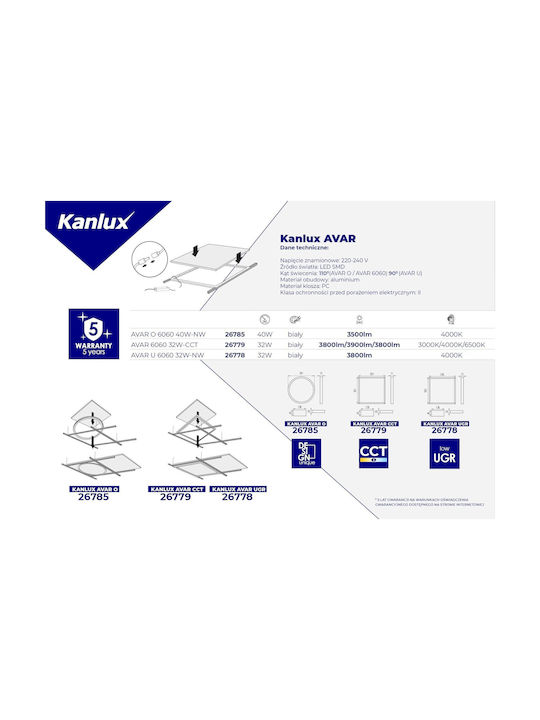 Kanlux Frame Led Lighting Avar N6060 32w-nw