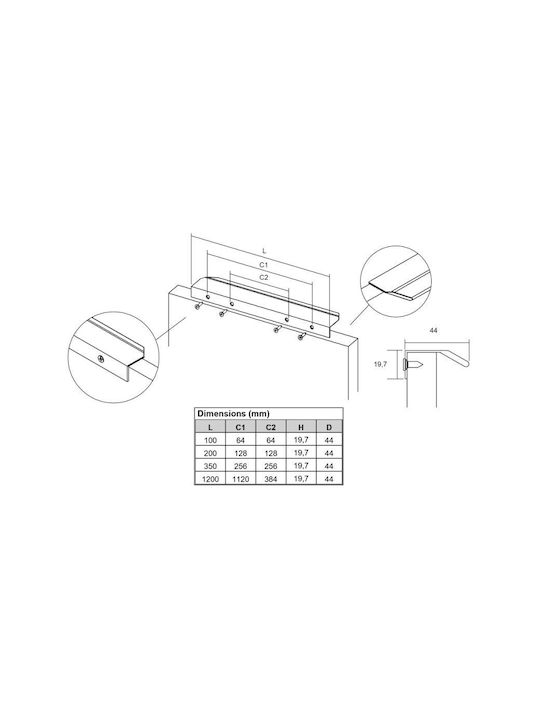 Viefe Mâner Pentru Mobilier Din Metal Bronz Periat 619mm (Centrele Găurilor 200mm) 0375128L619