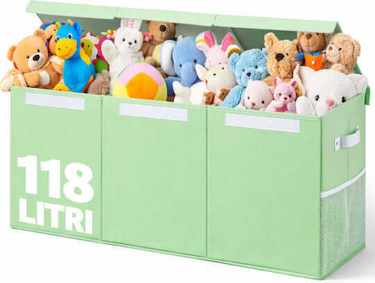 Bakaji Children's Fabric Storage Box Green 91.5x32x40.5cm