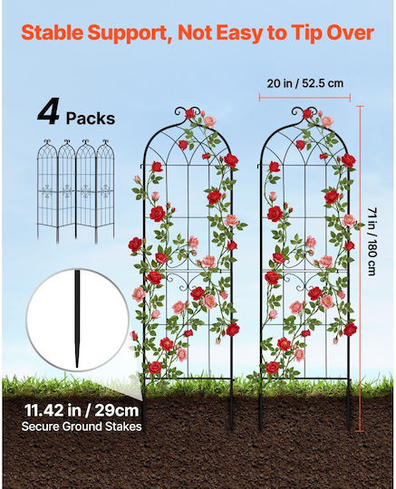 Vevor Garden Grid Rose Grid 180 X 52.5 Cm Pack 4 Rose Grids Garden Flowers Electrostatic Paint Finish & Convenient Locking Design Plant Support Grids Flowers Vegetables Roses