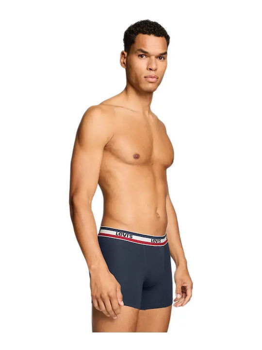 Herren Boxershorts Dunkelblau-Grau Meliert Mit Mustern 2Pack